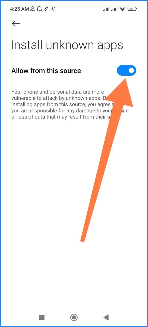 Android Allow from this source setting enabled for APK installation