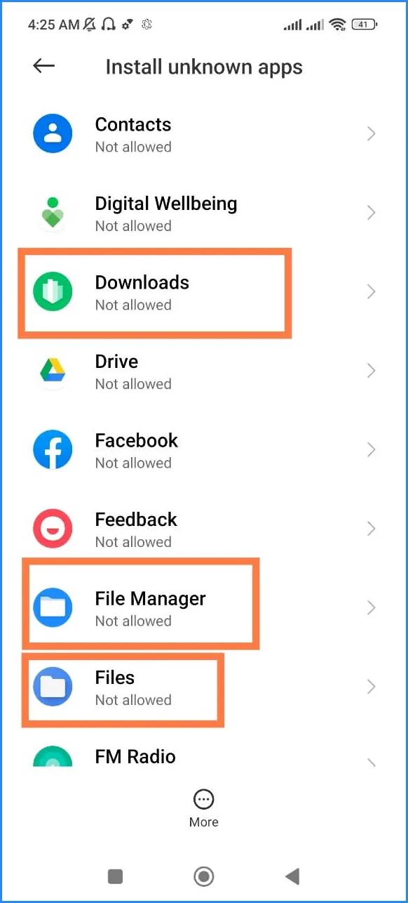 Android Install unknown apps list for choosing an APK source