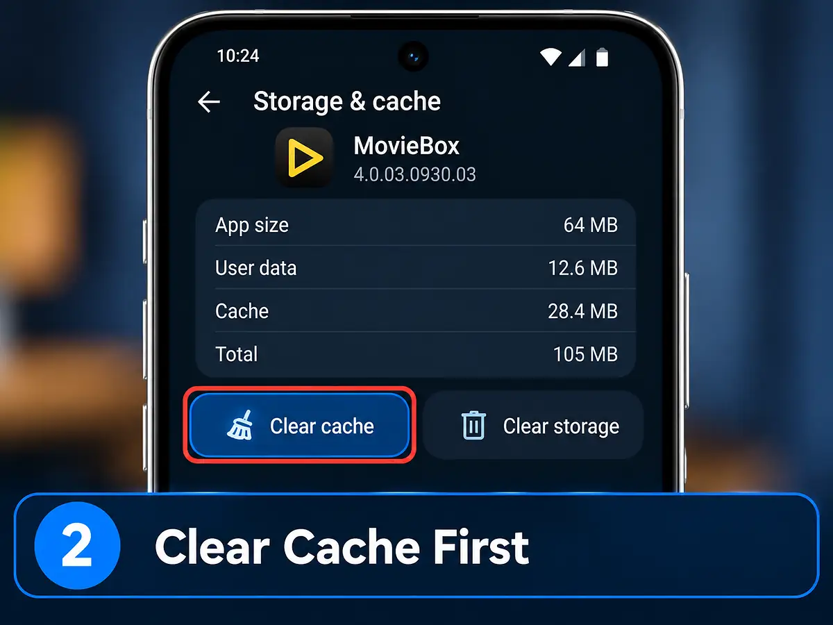 MovieBox Not Working? Fix Common Android Problems 3 Clear MovieBox cache from Android storage settings