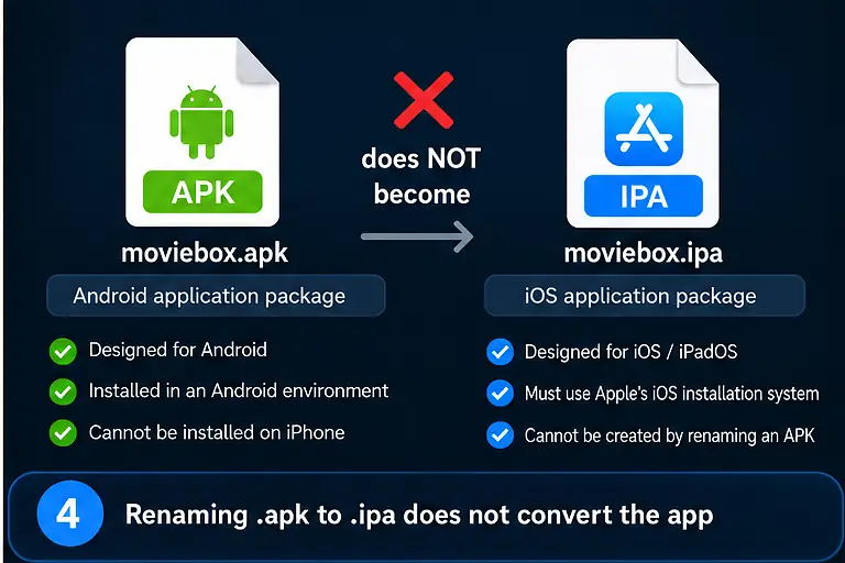 MovieBox for iPhone: Can You Use MovieBox on iOS? 6 MovieBox APK versus IPA file format on iPhone