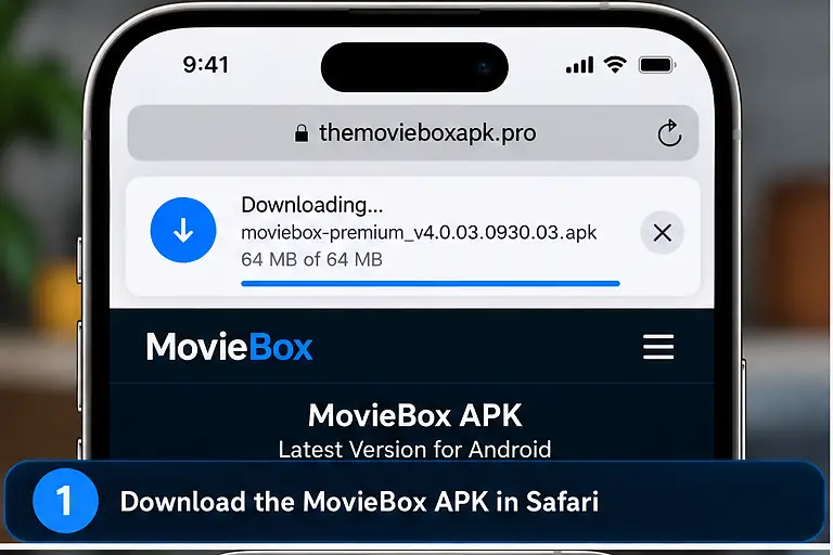 MovieBox for iPhone: Can You Use MovieBox on iOS? 3 MovieBox APK downloading in Safari on an iPhone