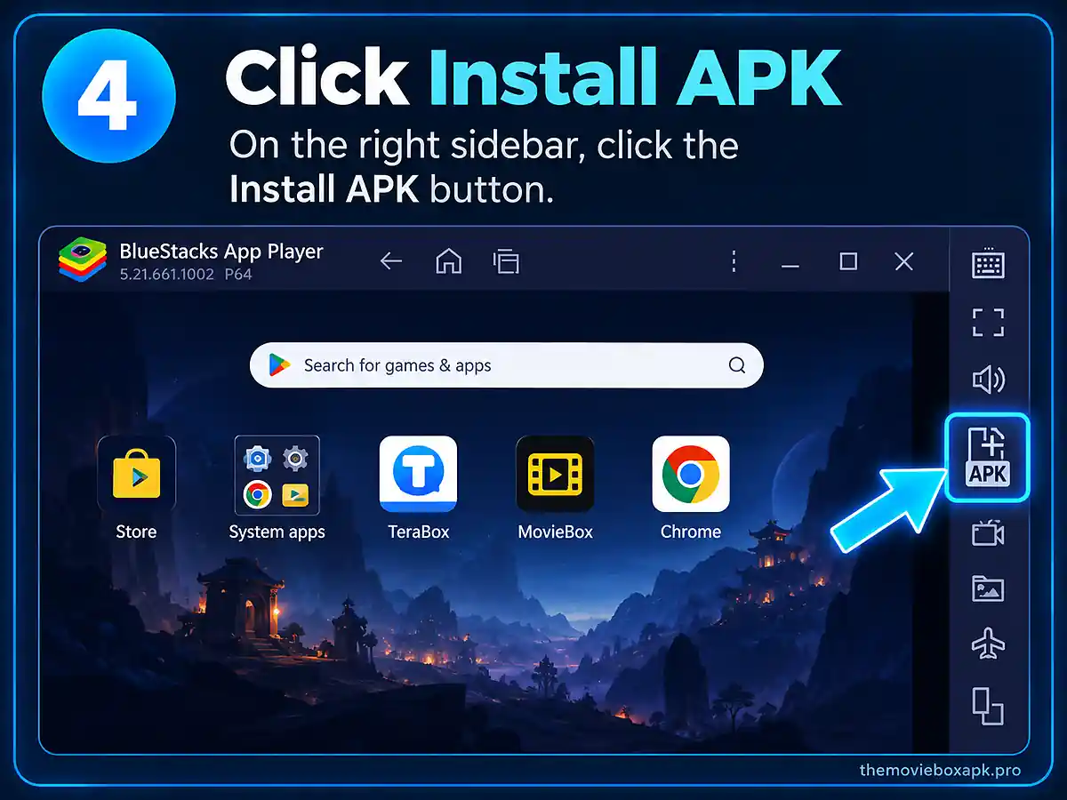 MovieBox for PC: How to Use MovieBox on Windows 10 Click Install APK in BlueStacks to install MovieBox on PC