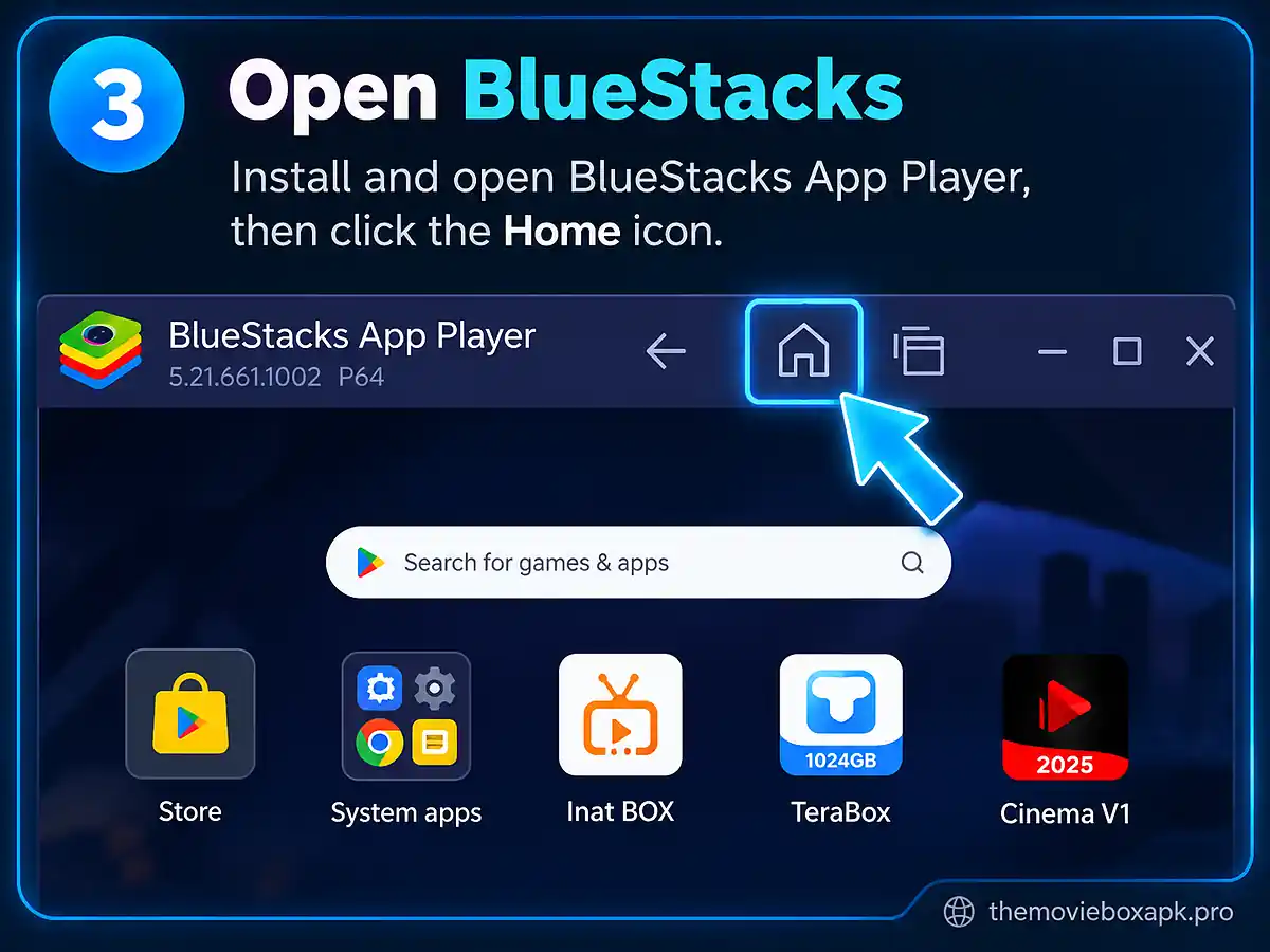 MovieBox for PC: How to Use MovieBox on Windows 8 Open BlueStacks App Player before installing MovieBox APK on PC